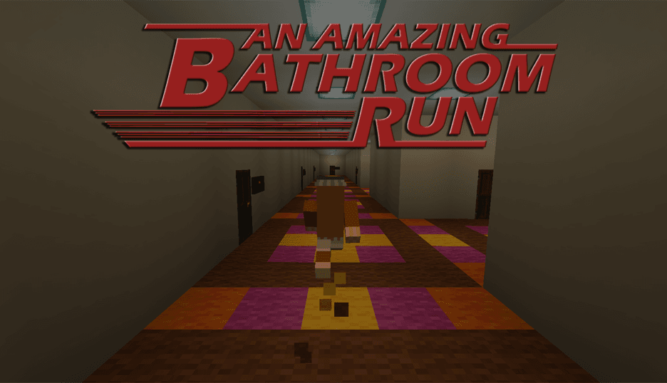 The logo for An Amazing Bathroom Run, a Minecraft map for 1.19.2 by TheZaius on MCCreations