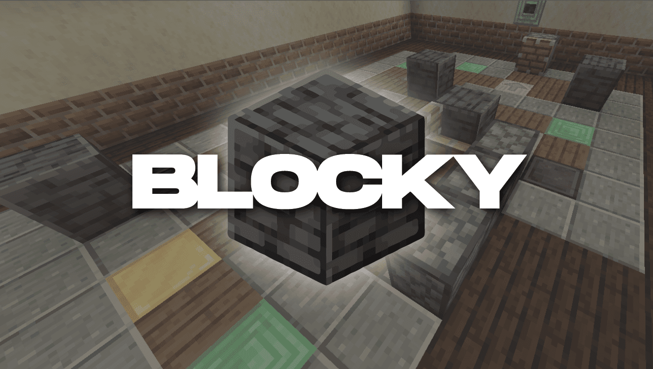 The logo for Blocky, a Minecraft map for 1.17+ by FeatureFire on MCCreations