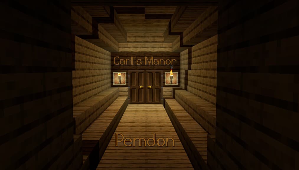 The logo for Carl's Manor, a Minecraft map for  by Pemdon on MCCreations