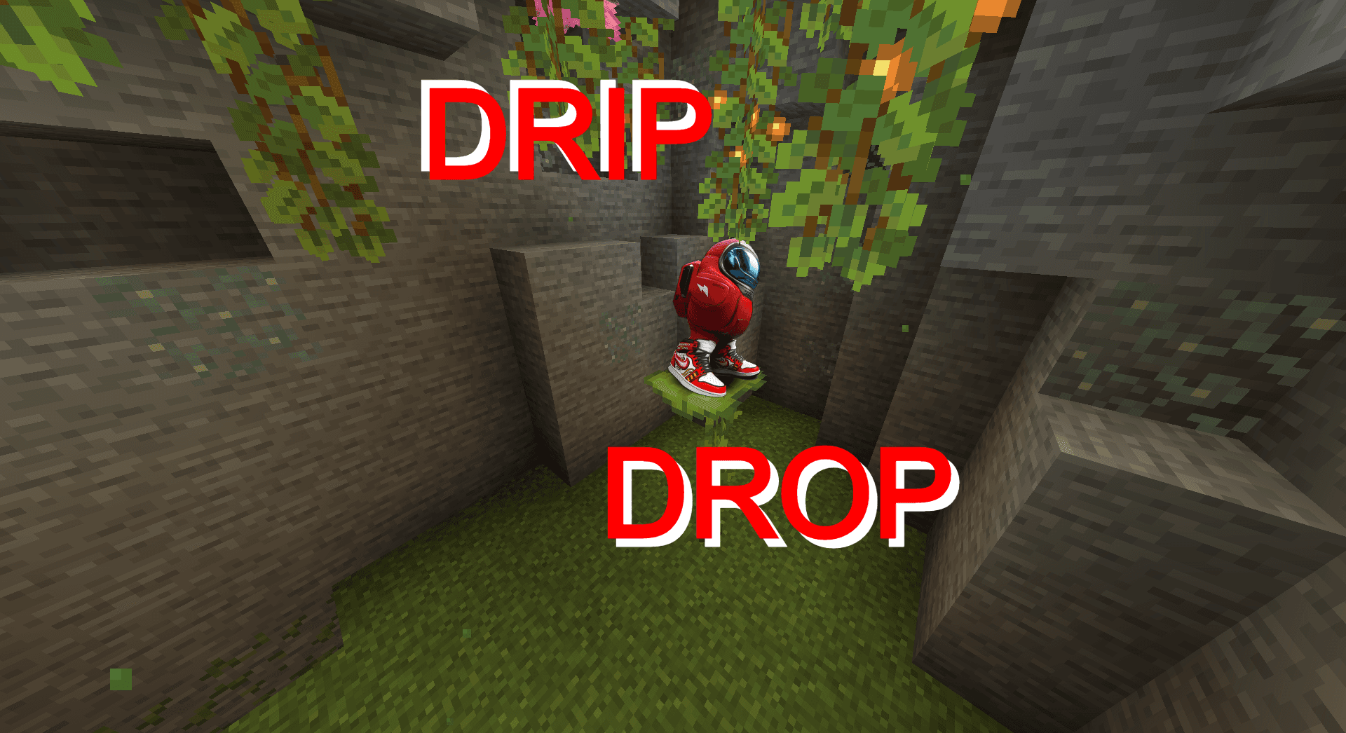 The logo for Drip Drop - Multiplayer Dripleaf Parkour, a Minecraft map for 21w08b by Henzoid on MCCreations