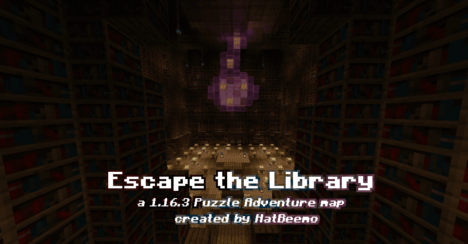 The logo for Escape the Library, a Minecraft map for 1.16.3 by Hat Beemo on MCCreations