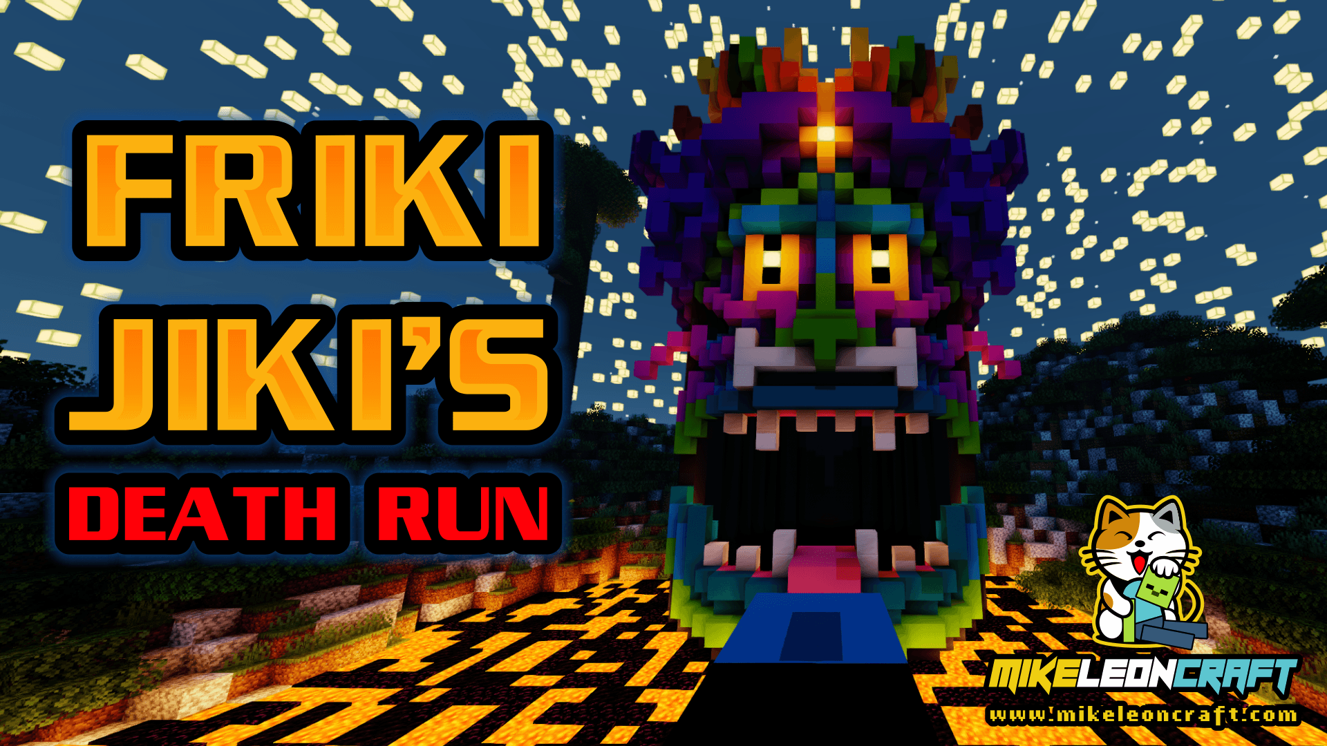 The logo for Friki Jiki's Death Run, a Minecraft map for 1.15.2 by MikeLeonCraft on MCCreations