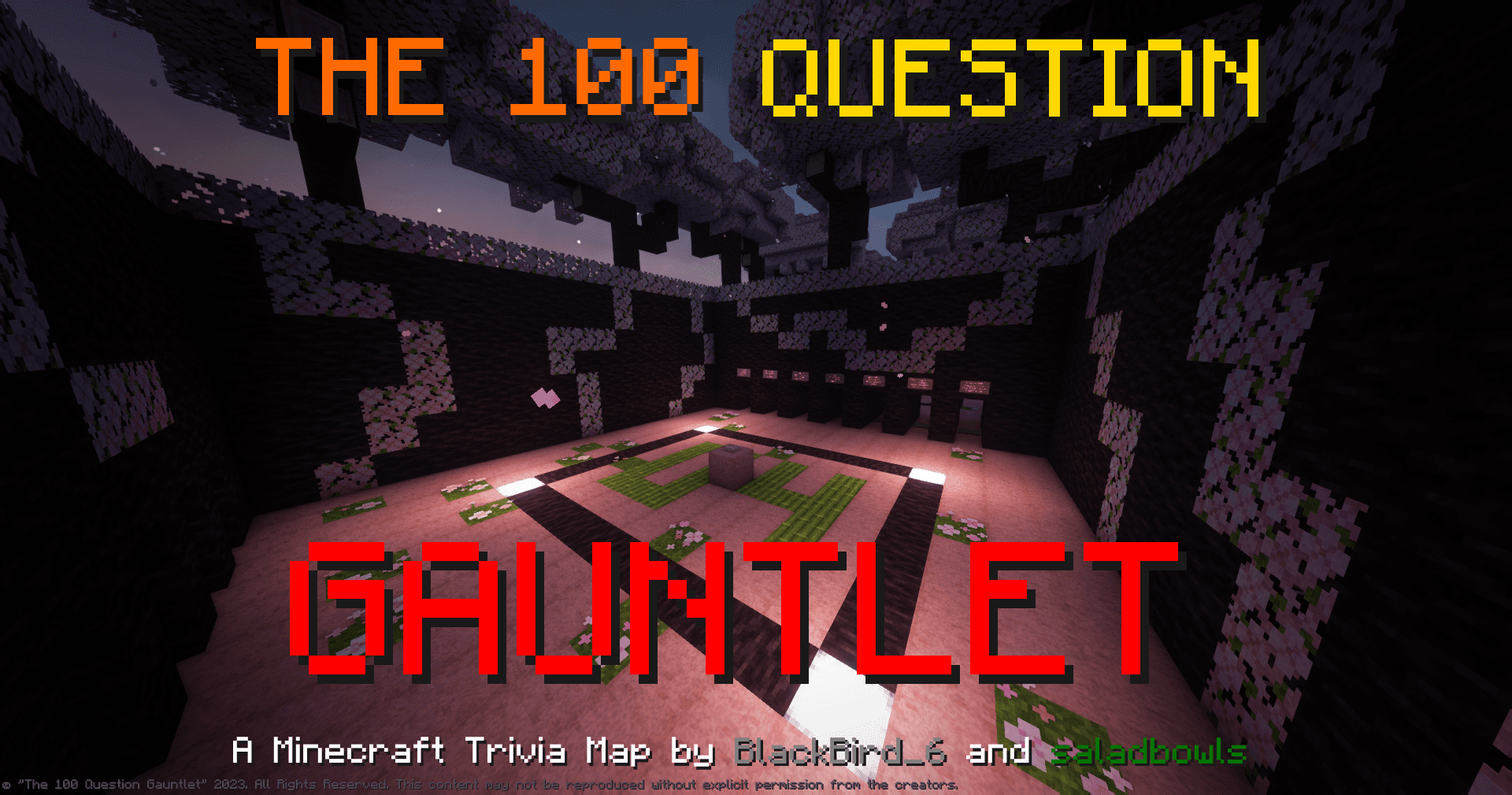 The logo for The 100 Question Gauntlet, a Minecraft map for 1.20.1 by saladbowls on MCCreations