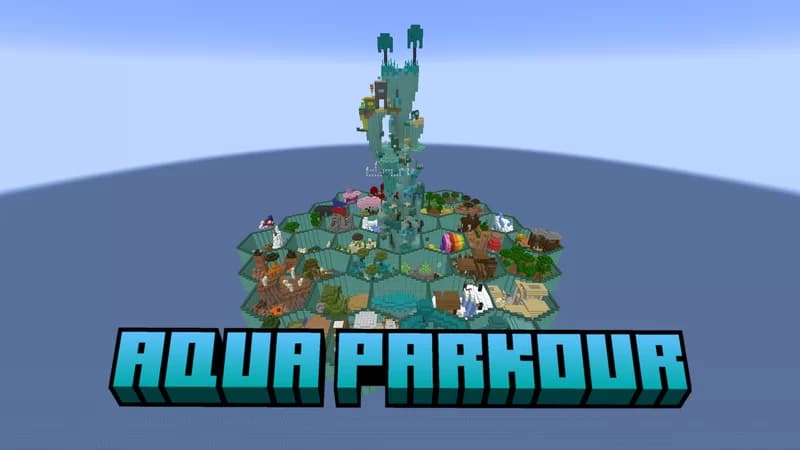 The logo for Aqua Parkour, a Minecraft map for 1.21 by Teddyishappyl on MCCreations