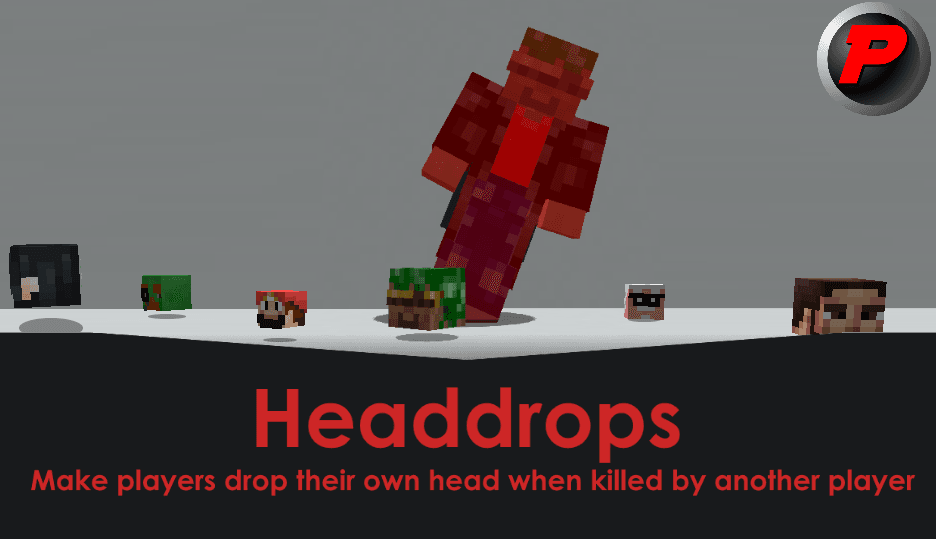 The logo for Headdrops, a Minecraft datapack for 1.14+ by Plagiatus on MCCreations