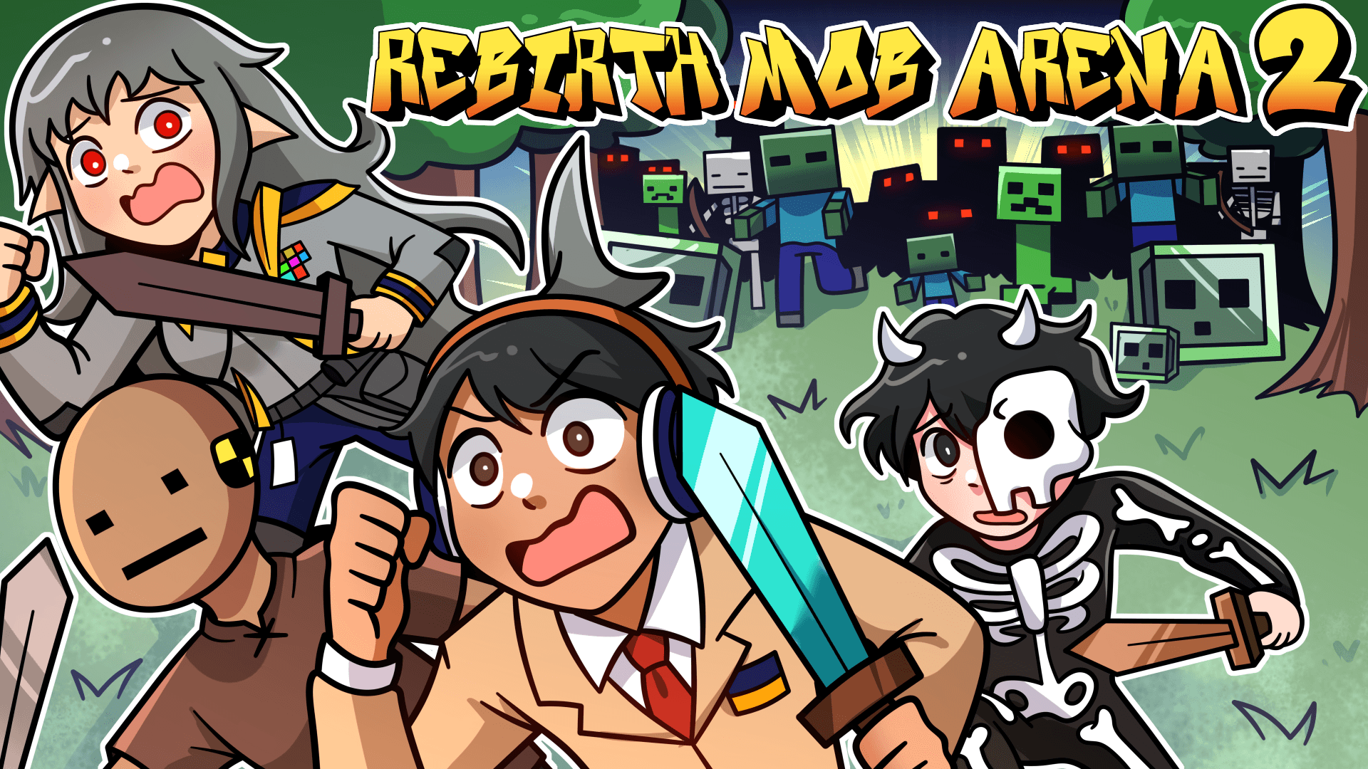 The logo for Rebirth Mob Arena 2, a Minecraft map for 1.19.4 by link2012 on MCCreations