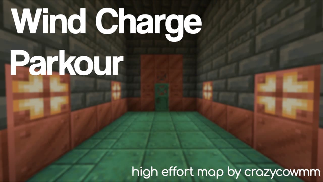 The logo for Wind Charge Parkour, a Minecraft map for 1.20.5 by CrazyCowMM on MCCreations