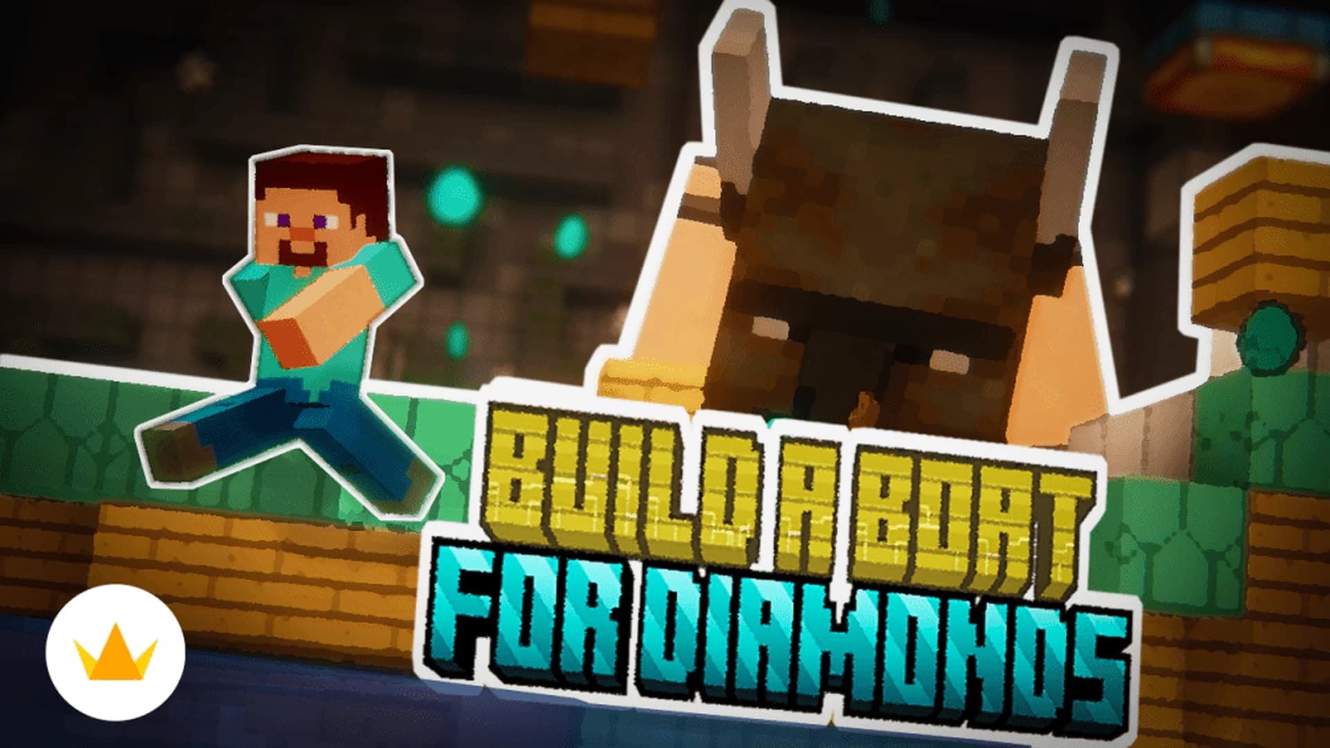 The logo for Build a Boat for Diamonds, a Minecraft Map