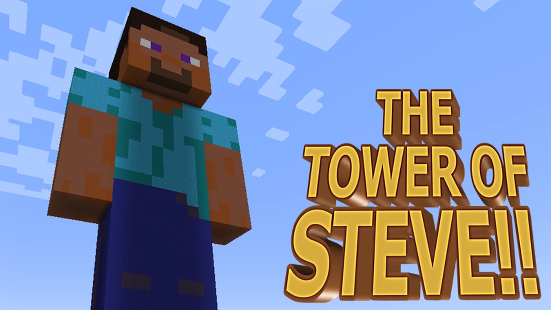 The logo for The Tower of Steve!!, a Minecraft Map